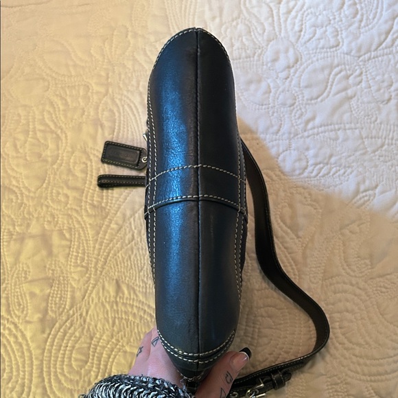 Vintage COACH Signature #3577 Black Mini C Canvas & Leather Shoulder Bag - Picture 9 of 10